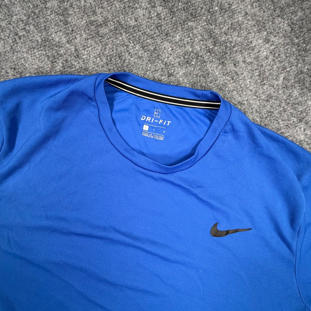 Nike Court Dri-FIT Mens Tennis Shirt Large Blue Black 939134-480 0556